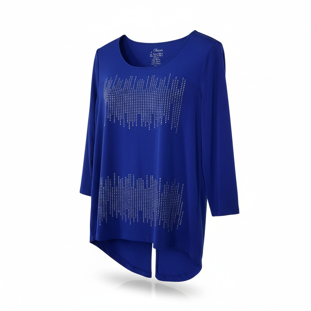 Chico’s Embellished Stud Detail Tunic Top
Royal Blue Size Small (Chico's 0)